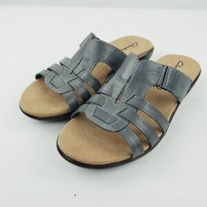 Clarks Women's Size 8M Rosa Bay Q Leather Comfort Slide Sandals Shoes Slip On